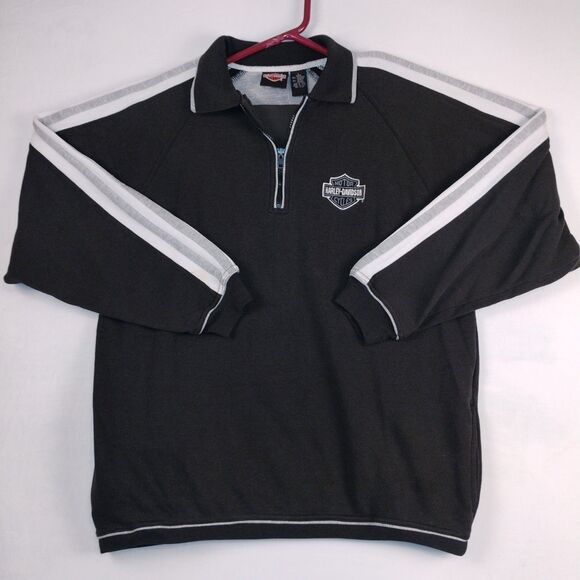 VTG HD Harley-Davidson KC, MO 1/4 Zip Dark Gray LS Sweatshirt Mens Size Large - Picture 2 of 7